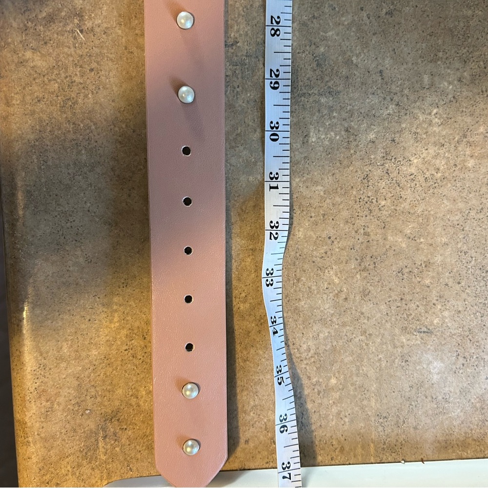 Pink belt with pearl studs - light blush gold buckle pearls soft girl - Picture 5 of 6